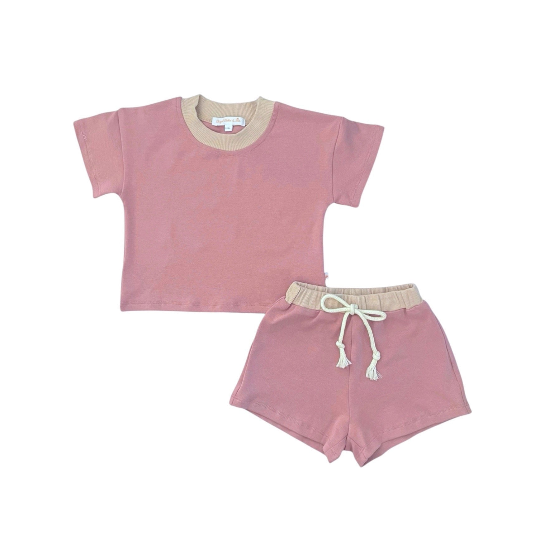 Mauve Colorblock Soft Touch 2pc T-Shirt & Short Set