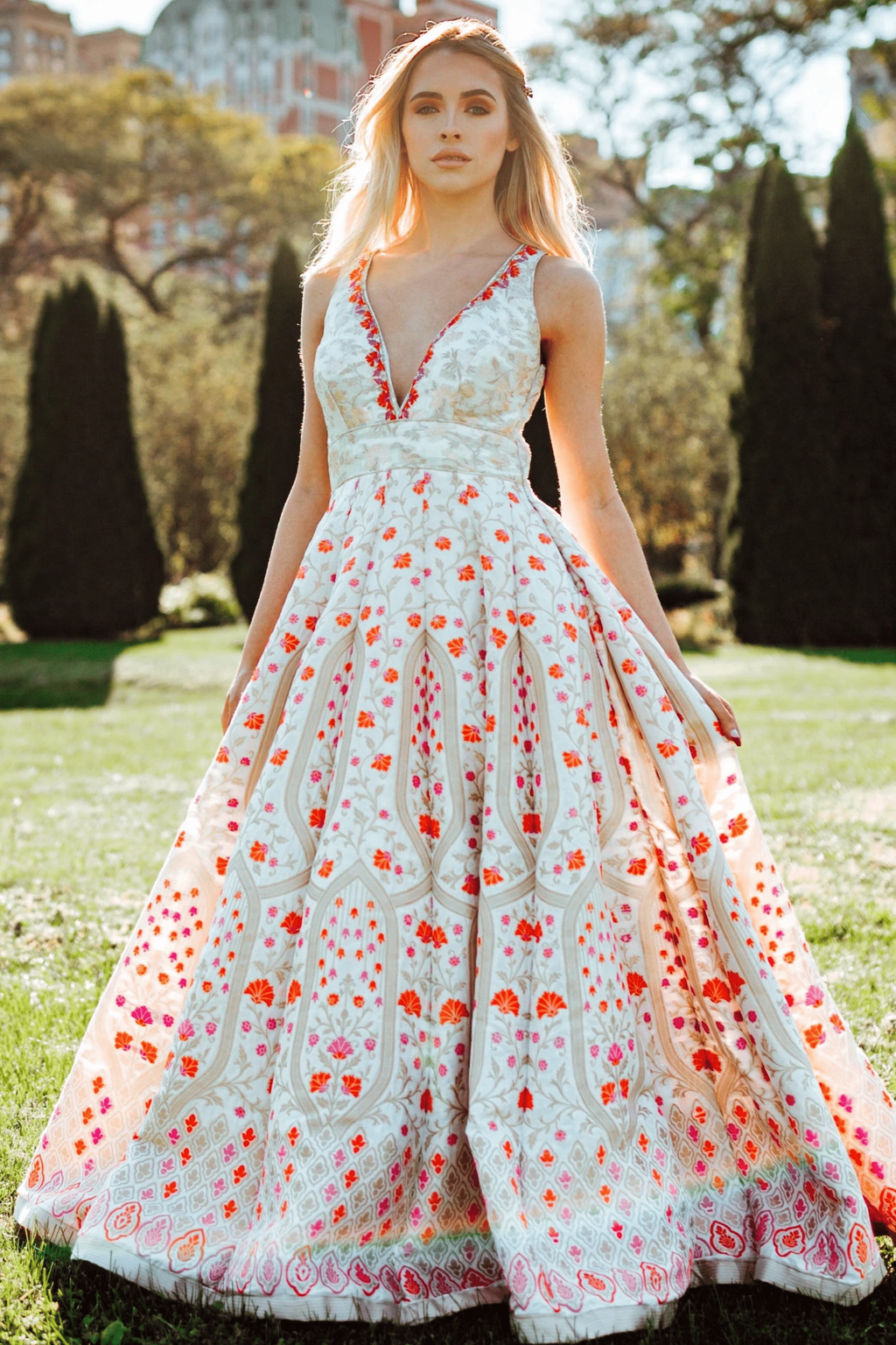 Selina Silk Jacquard Gown by Raas