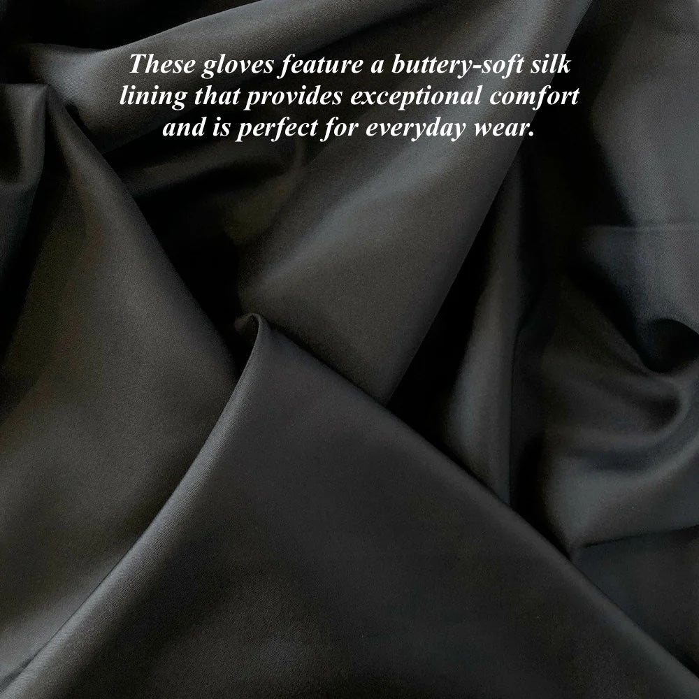 Fabio (brown) - Men's classic Italian lambskin leather gloves with pure silk lining