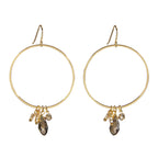 Silver Smoke Dangle Hoops Earrings in Gold | Glass Crystal Gemstones by The Bullish Store