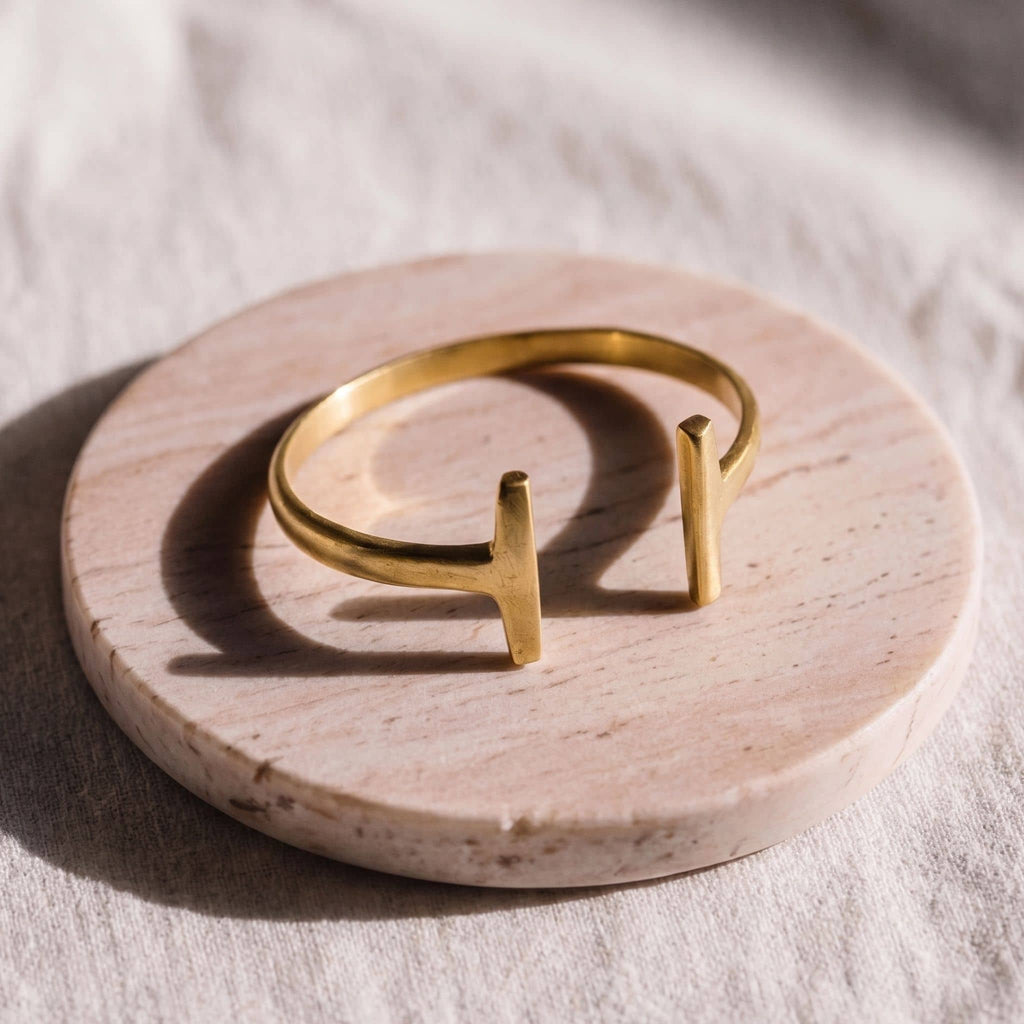 Double T Wrap Around Cuff Bracelet in Brass - Simba