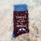 Single and Ready To Mingle Socks | Wine and Confetti Illustration | Gift for Her by The Bullish Store