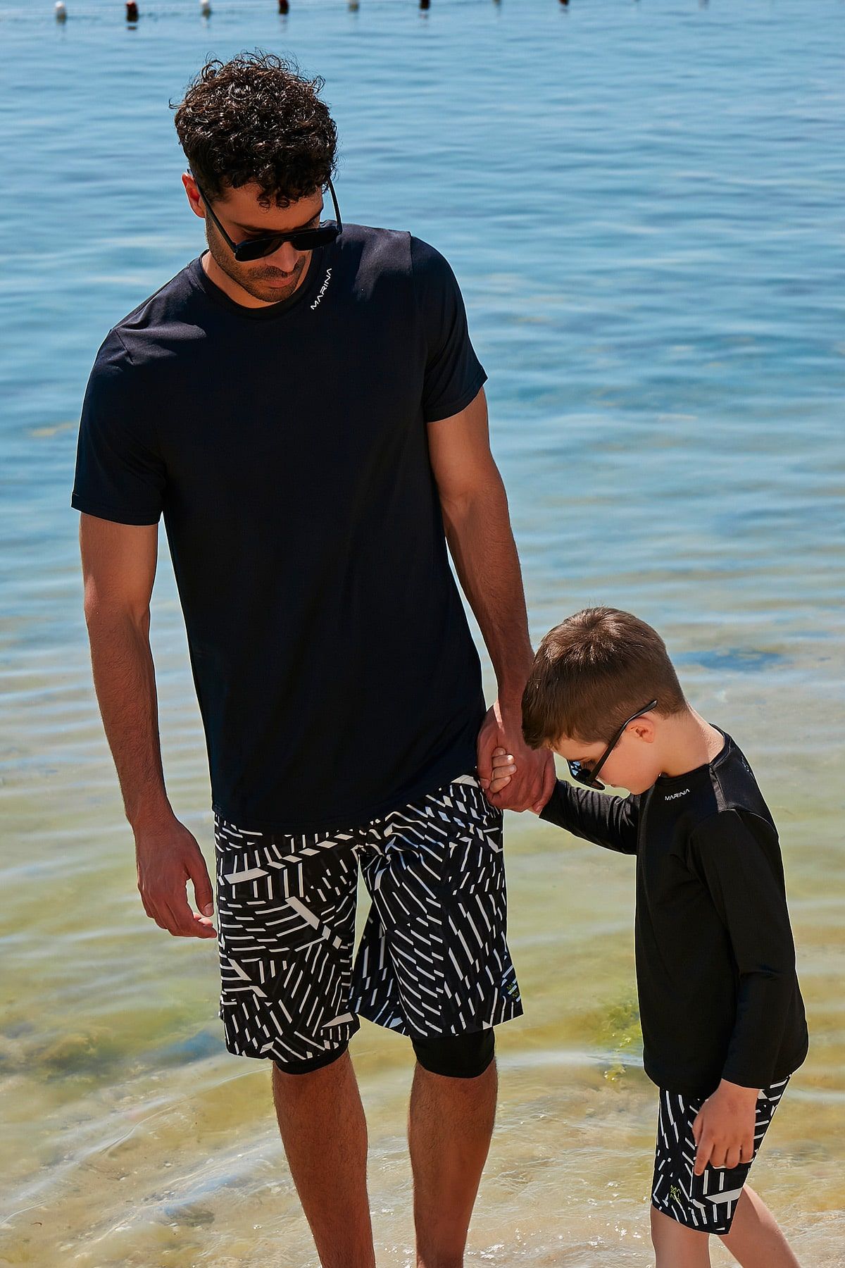 Lycra Black Men's Swim Shirts T2341