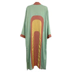 [Size L Remaining] Retro Arch Kimono Big Long Textured Satin Duster [Size L Remaining] by The Bullish Store