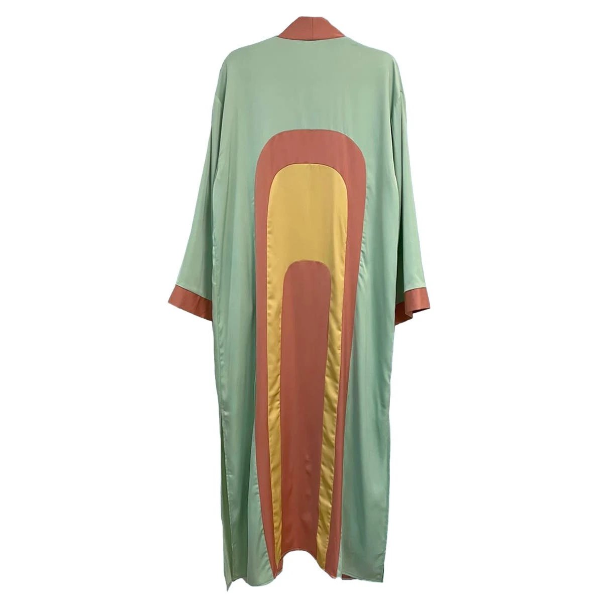 [Size L Remaining] Retro Arch Kimono Big Long Textured Satin Duster [Size L Remaining] by The Bullish Store