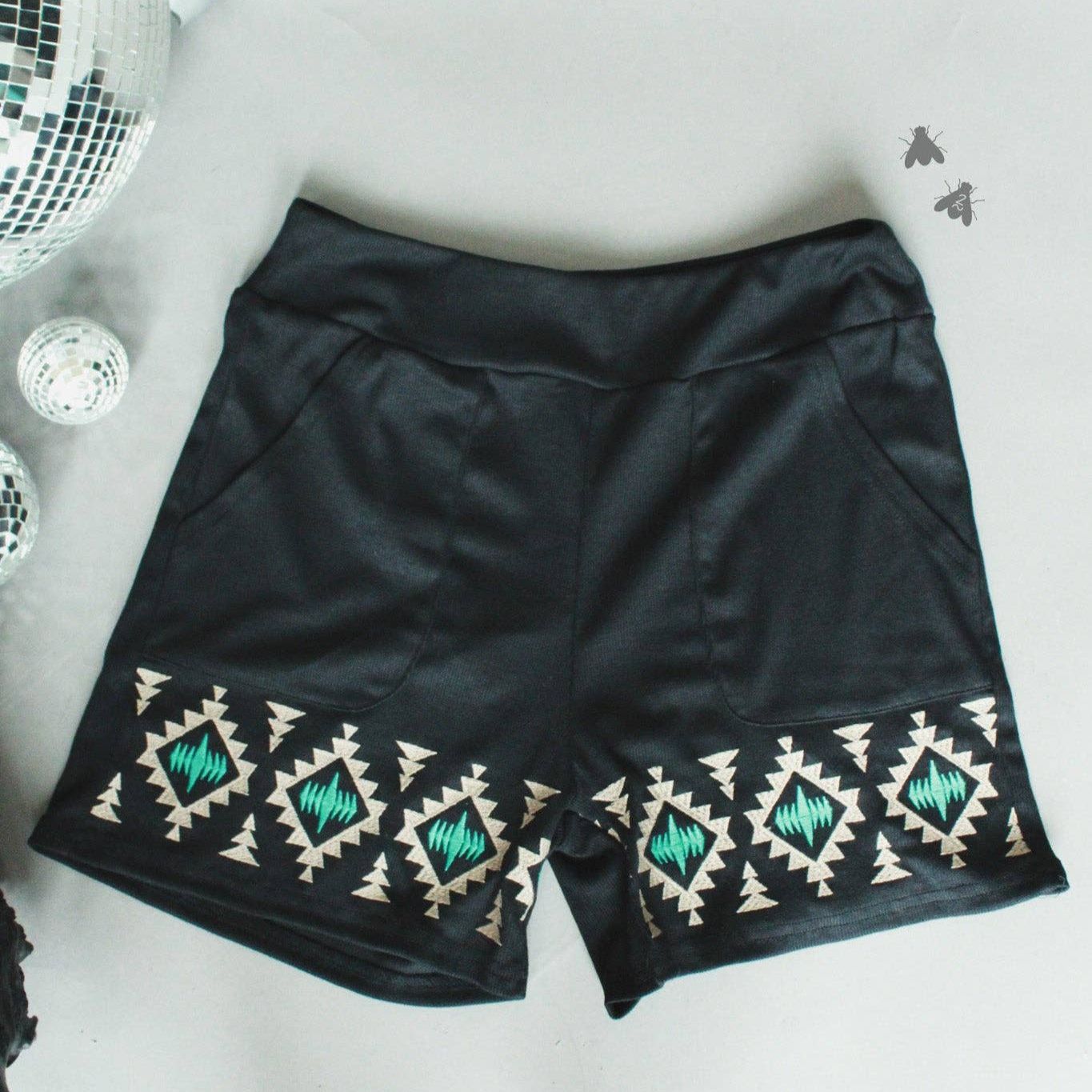 [Size M-3X] Tequila Shots Shorts in Midnight Black