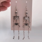 Skeleton Dangle Earrings in Silver | Anatomical Spooky Skeleton Long Halloween Earrings by The Bullish Store