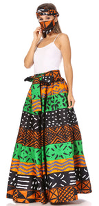 Sakkas Asma's Second Convertible Traditional Wax Print Maxi Skirt with Adjustable Straps - Buy One, Get One 50% Off
