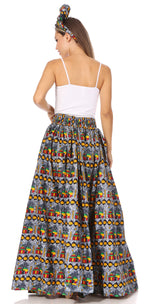 Sakkas Asma's Second Convertible Traditional Wax Print Maxi Skirt with Adjustable Straps - Buy One, Get One 50% Off