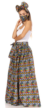 Sakkas Asma's Second Convertible Traditional Wax Print Maxi Skirt with Adjustable Straps - Buy One, Get One 50% Off