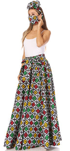 Sakkas Asma's Second Convertible Traditional Wax Print Maxi Skirt with Adjustable Straps - Buy One, Get One 50% Off