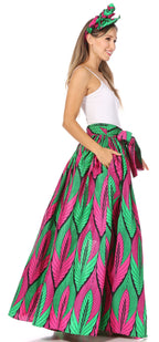 Sakkas Asma's Second Convertible Traditional Wax Print Maxi Skirt with Adjustable Straps - Buy One, Get One 50% Off
