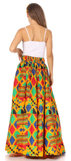 Sakkas Asma's Second Convertible Traditional Wax Print Maxi Skirt with Adjustable Straps - Buy One, Get One 50% Off