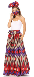 Sakkas Asma's Second Convertible Traditional Wax Print Maxi Skirt with Adjustable Straps - Buy One, Get One 50% Off