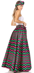 Sakkas Asma's Second Convertible Traditional Wax Print Maxi Skirt with Adjustable Straps - Buy One, Get One 50% Off