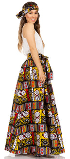 Sakkas Asma's Second Convertible Traditional Wax Print Maxi Skirt with Adjustable Straps - Buy One, Get One 50% Off