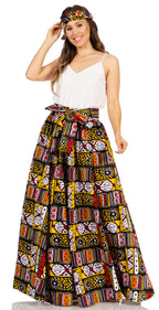 Sakkas Asma's Second Convertible Traditional Wax Print Maxi Skirt with Adjustable Straps - Buy One, Get One 50% Off