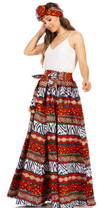 Sakkas Asma's Second Convertible Traditional Wax Print Maxi Skirt with Adjustable Straps - Buy One, Get One 50% Off