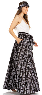 Sakkas Asma's Second Convertible Traditional Wax Print Maxi Skirt with Adjustable Straps - Buy One, Get One 50% Off