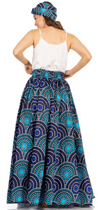Sakkas Asma's Second Convertible Traditional Wax Print Maxi Skirt with Adjustable Straps - Buy One, Get One 50% Off