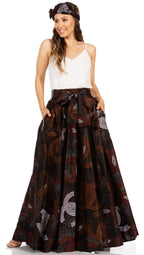 Sakkas Asma's Second Convertible Traditional Wax Print Maxi Skirt with Adjustable Straps - Buy One, Get One 50% Off