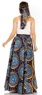 Sakkas Asma's Second Convertible Traditional Wax Print Maxi Skirt with Adjustable Straps - Buy One, Get One 50% Off