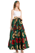 Sakkas Asma's Second Convertible Traditional Wax Print Maxi Skirt with Adjustable Straps - Buy One, Get One 50% Off