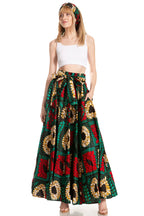 Sakkas Asma's Second Convertible Traditional Wax Print Maxi Skirt with Adjustable Straps - Buy One, Get One 50% Off