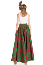 Sakkas Asma's Second Convertible Traditional Wax Print Maxi Skirt with Adjustable Straps - Buy One, Get One 50% Off