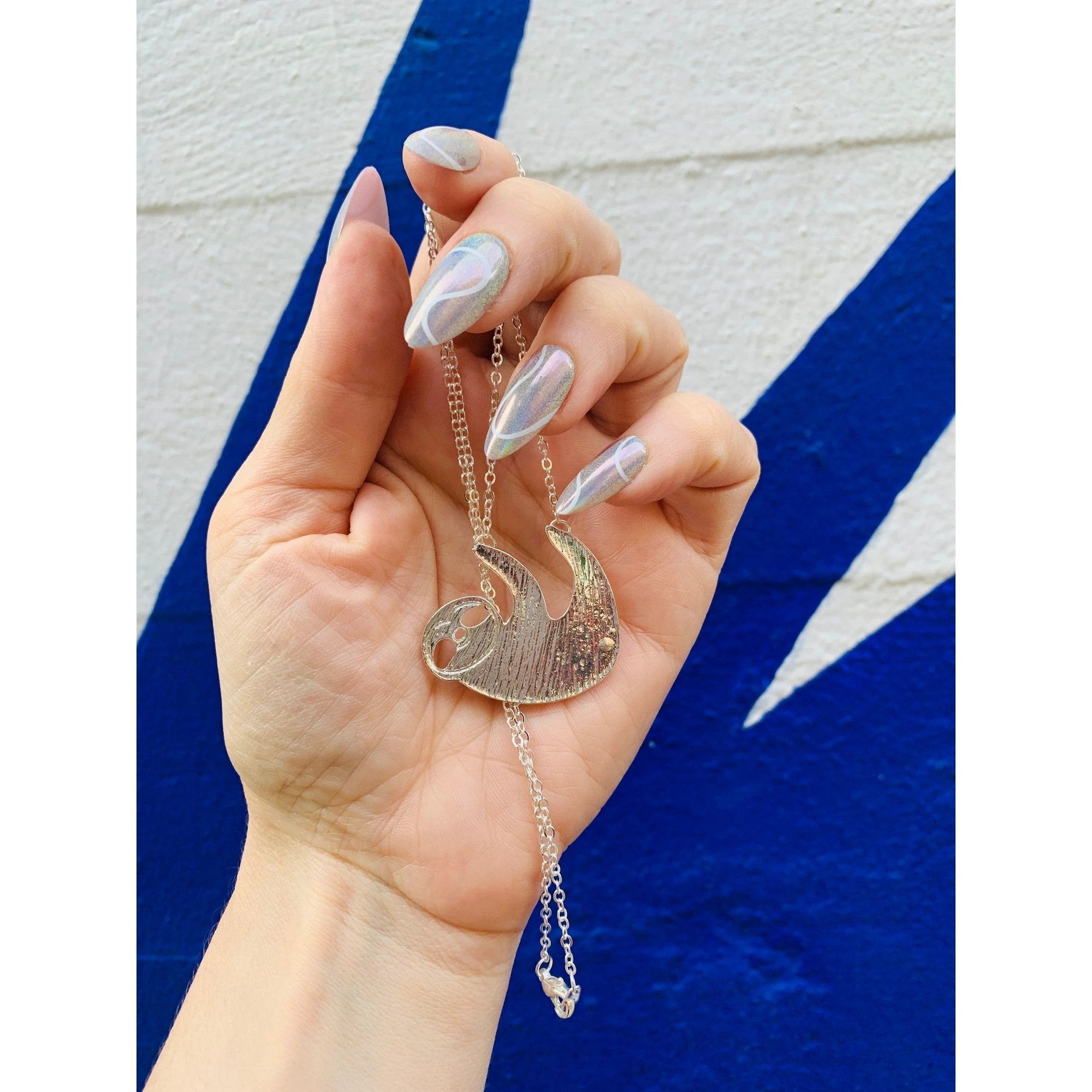 Slothy McSloth Necklace in Silver by The Bullish Store