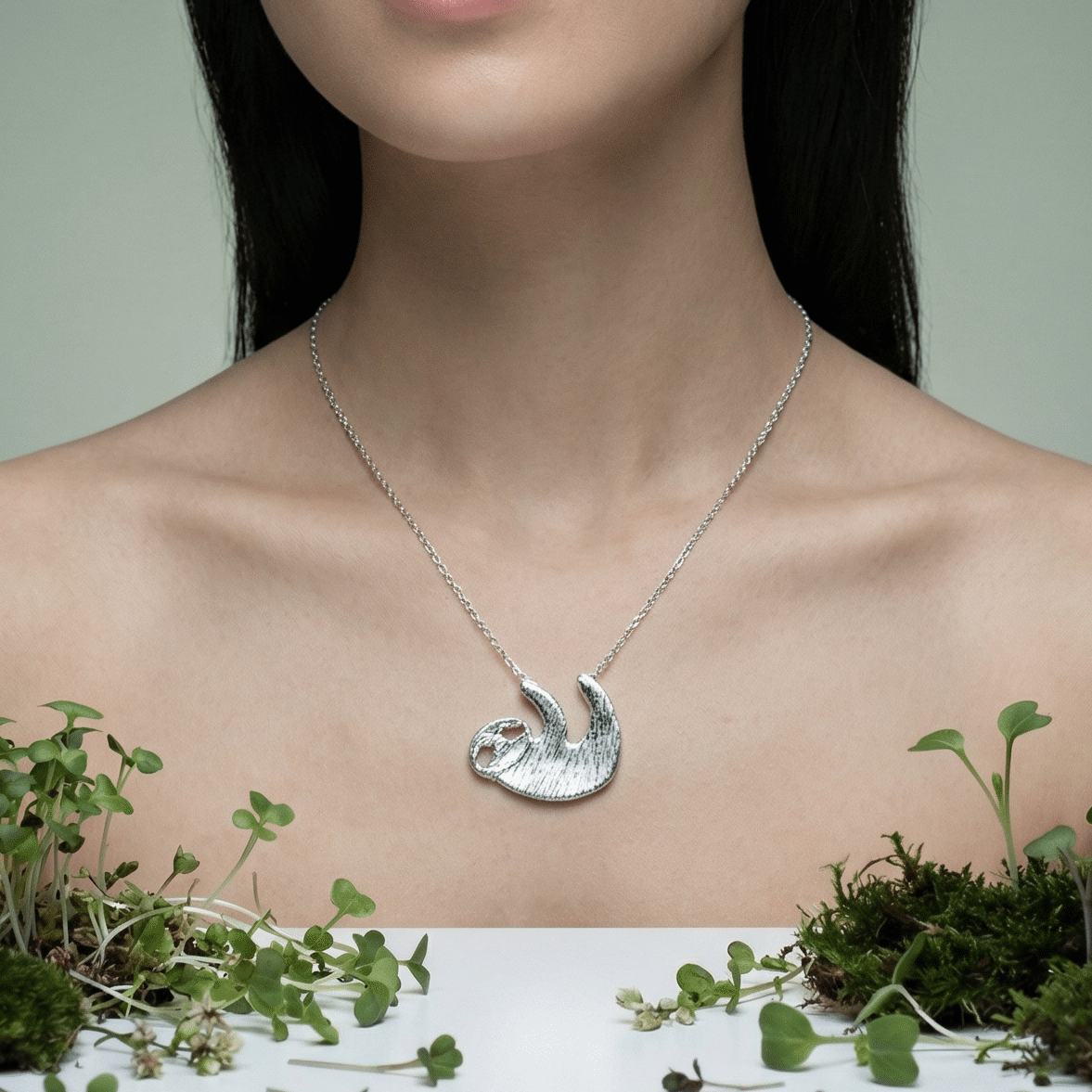 Slothy McSloth Necklace in Silver