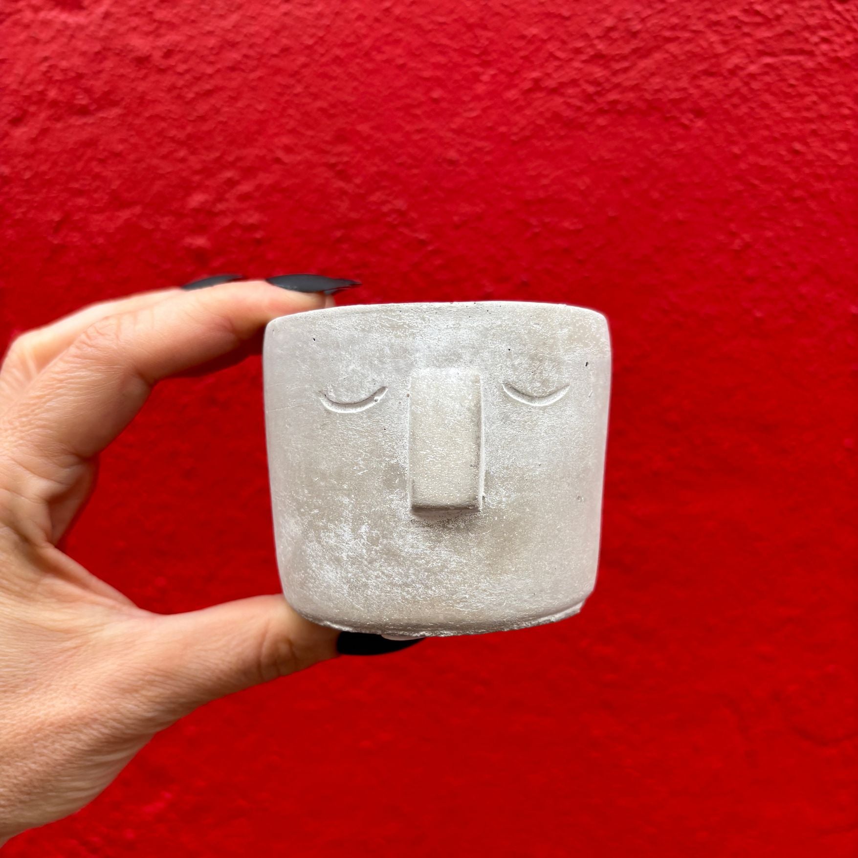 Small Face Pot | Decorative Cement Planter | 3" x 2.5"