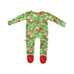 Snow Fir Tree Christmas Holiday Fawn Reindeer Long Sleeve Zip Footie