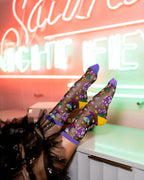 '80s Disco Black Sheer Crew Sock by Sock Candy