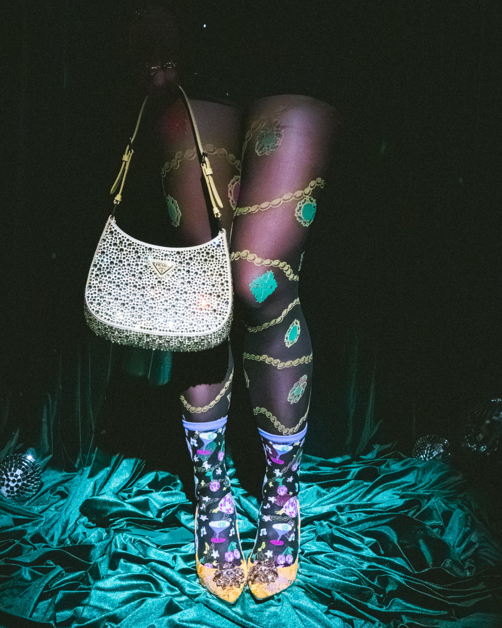 '80s Disco Black Sheer Crew Sock