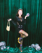 '80s Disco Black Sheer Crew Sock by Sock Candy