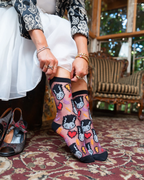 Bride of Frankenstein Shimmer Sheer Crew Sock by Sock Candy