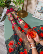 Cocktail Hour Black Sheer Crew Sock by Sock Candy