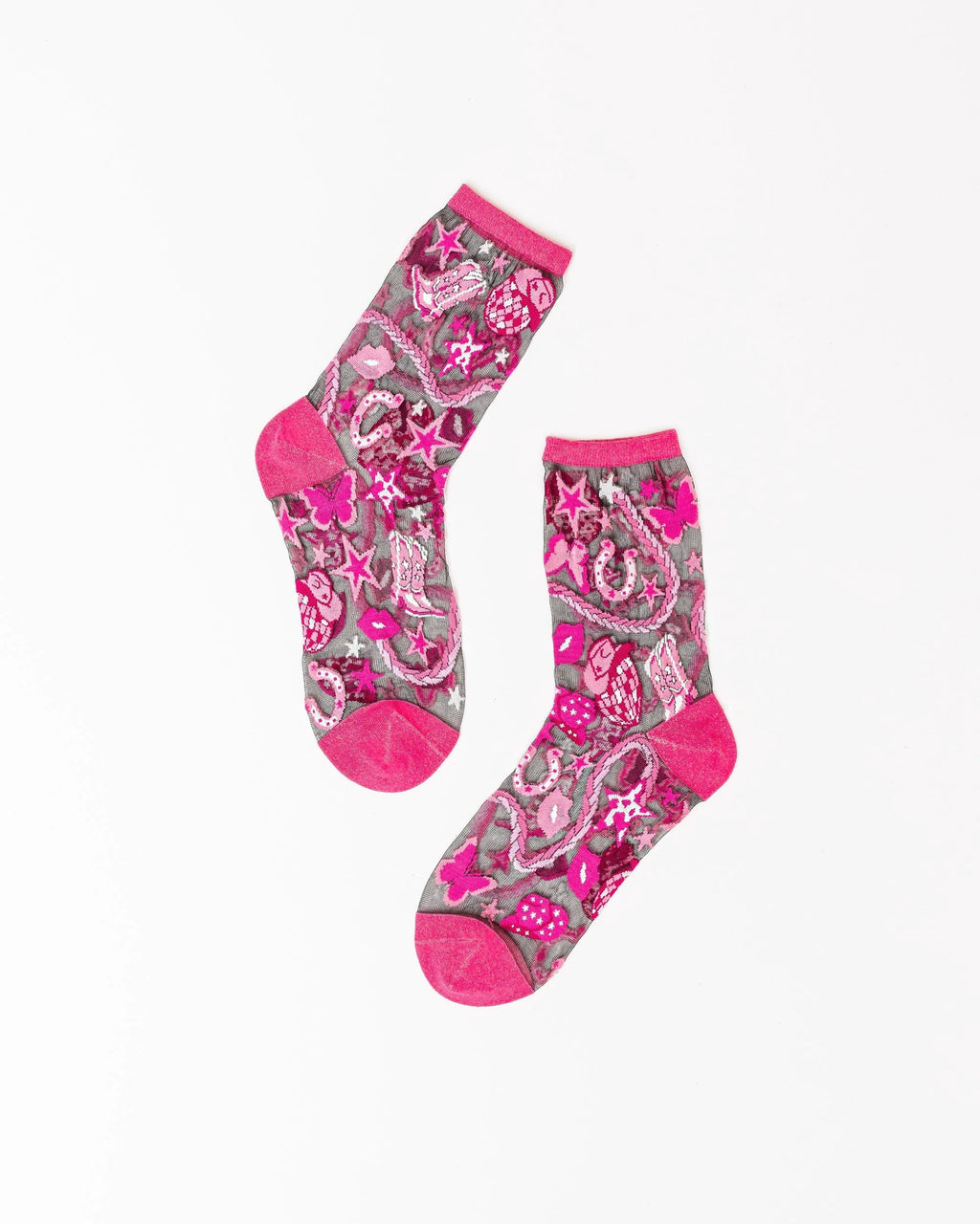 Disco Barbie Black Sheer Crew Sock by Sock Candy