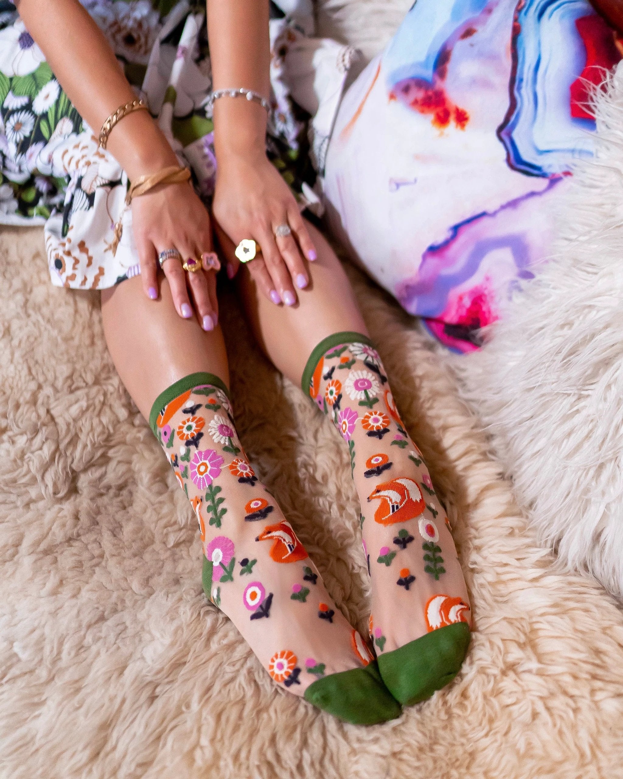 Feeling Foxy Sheer Crew Sock by Sock Candy