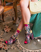 Festive Floral Sheer Crew Sock by Sock Candy
