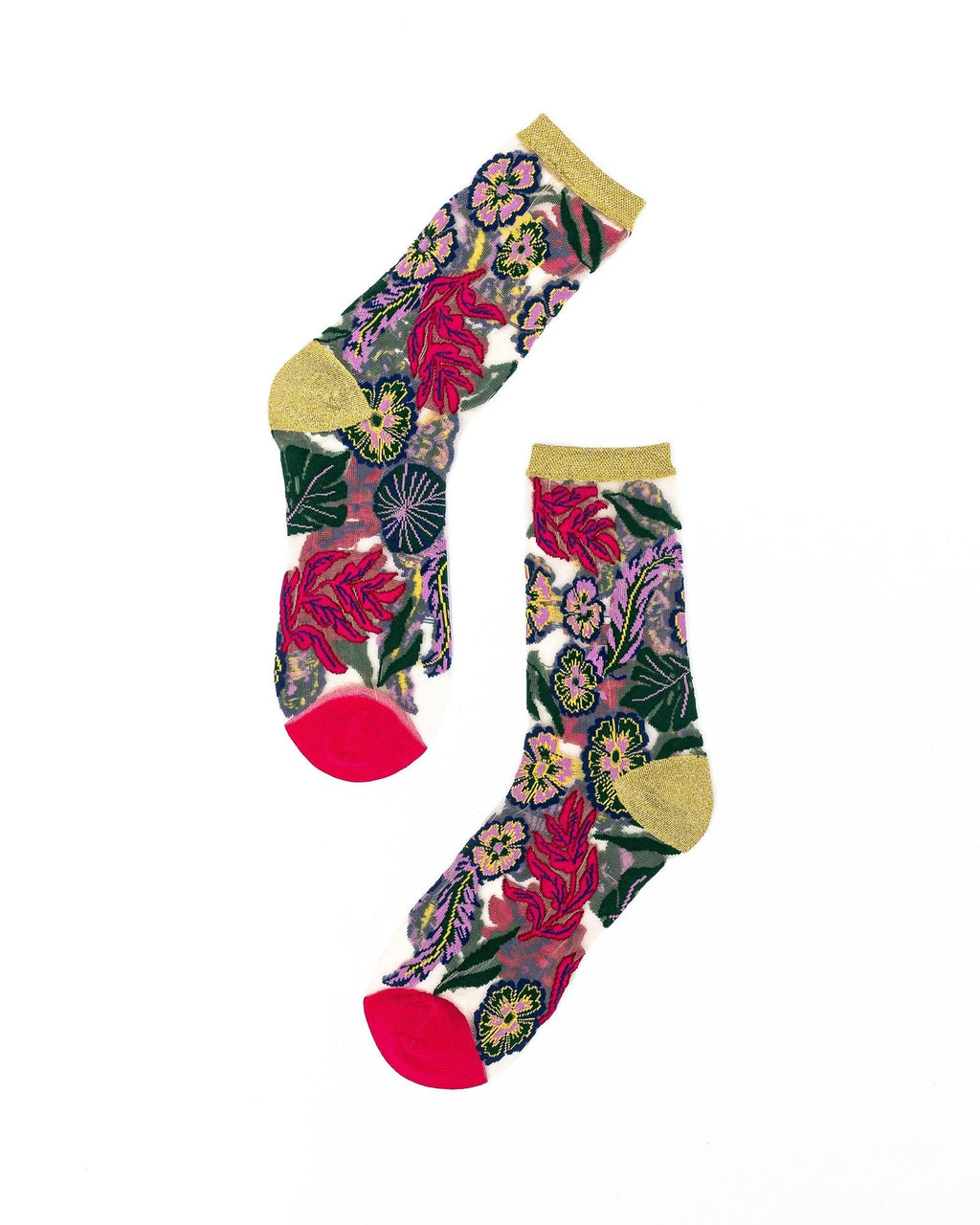 Festive Floral Sheer Crew Sock by Sock Candy