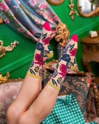 Festive Floral Sheer Crew Sock by Sock Candy