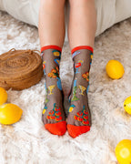 La Dolce Vita Black Sheer Crew Sock by Sock Candy