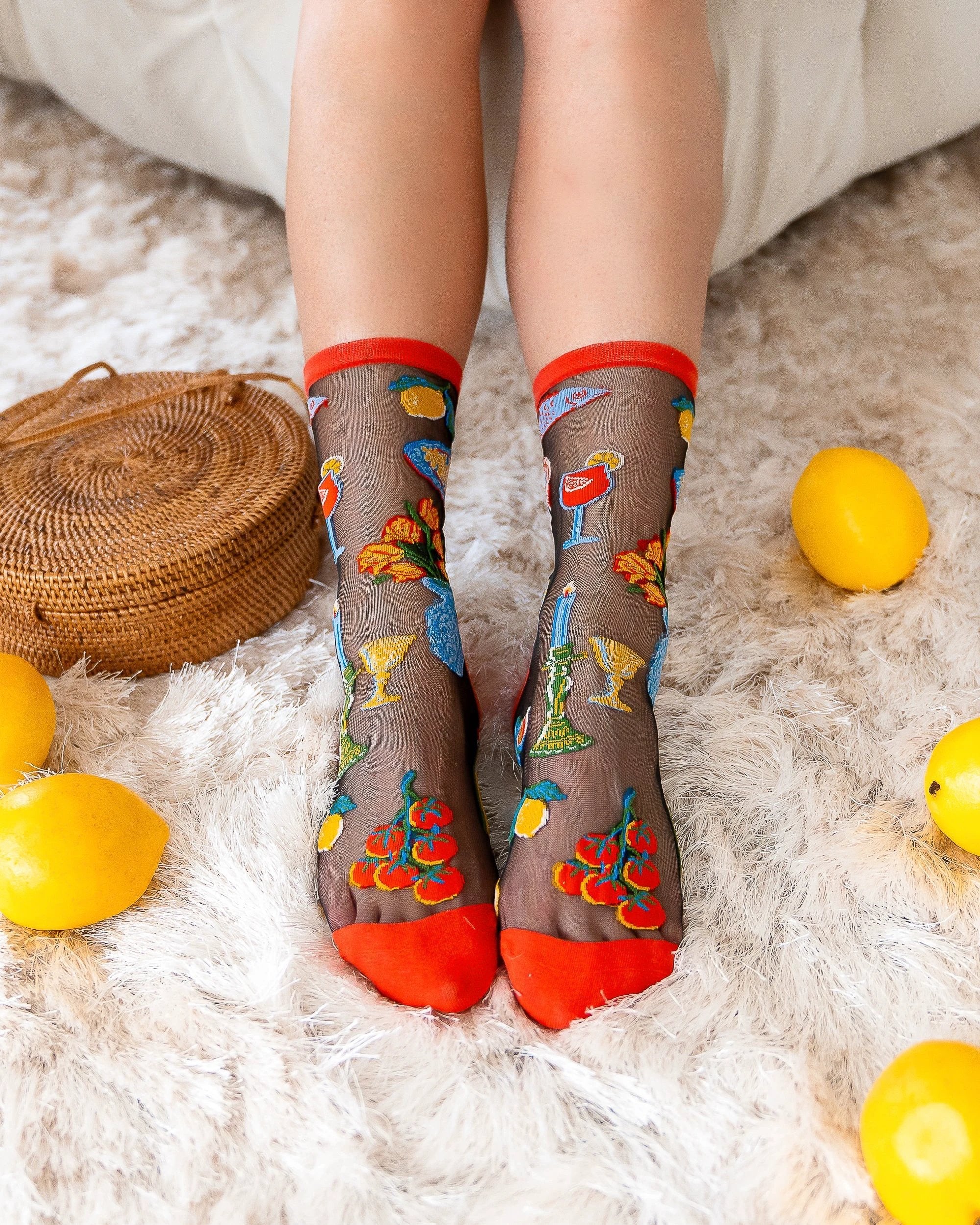 La Dolce Vita Black Sheer Crew Sock by Sock Candy