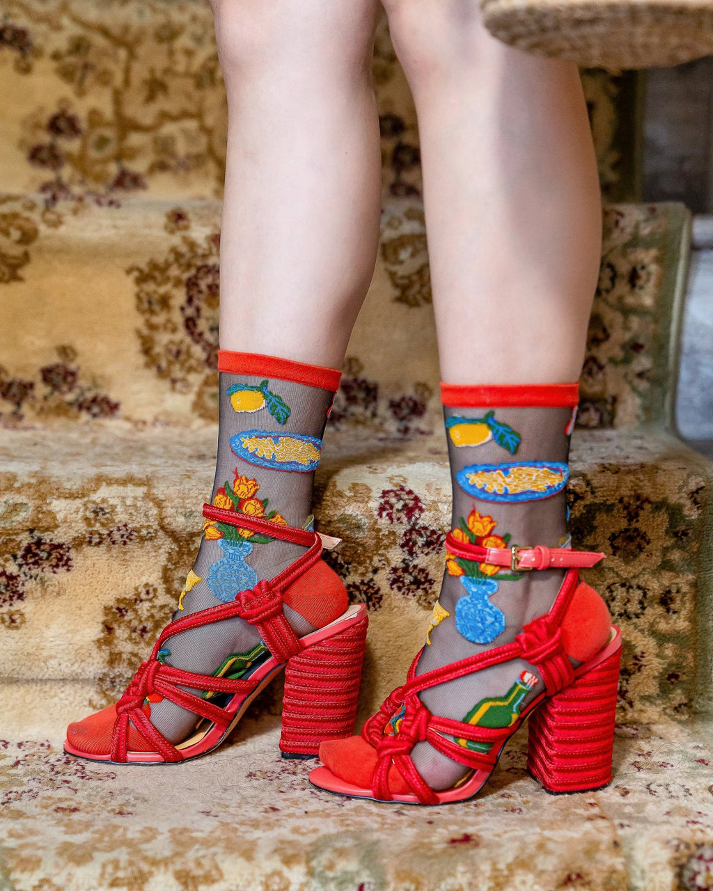La Dolce Vita Black Sheer Crew Sock by Sock Candy