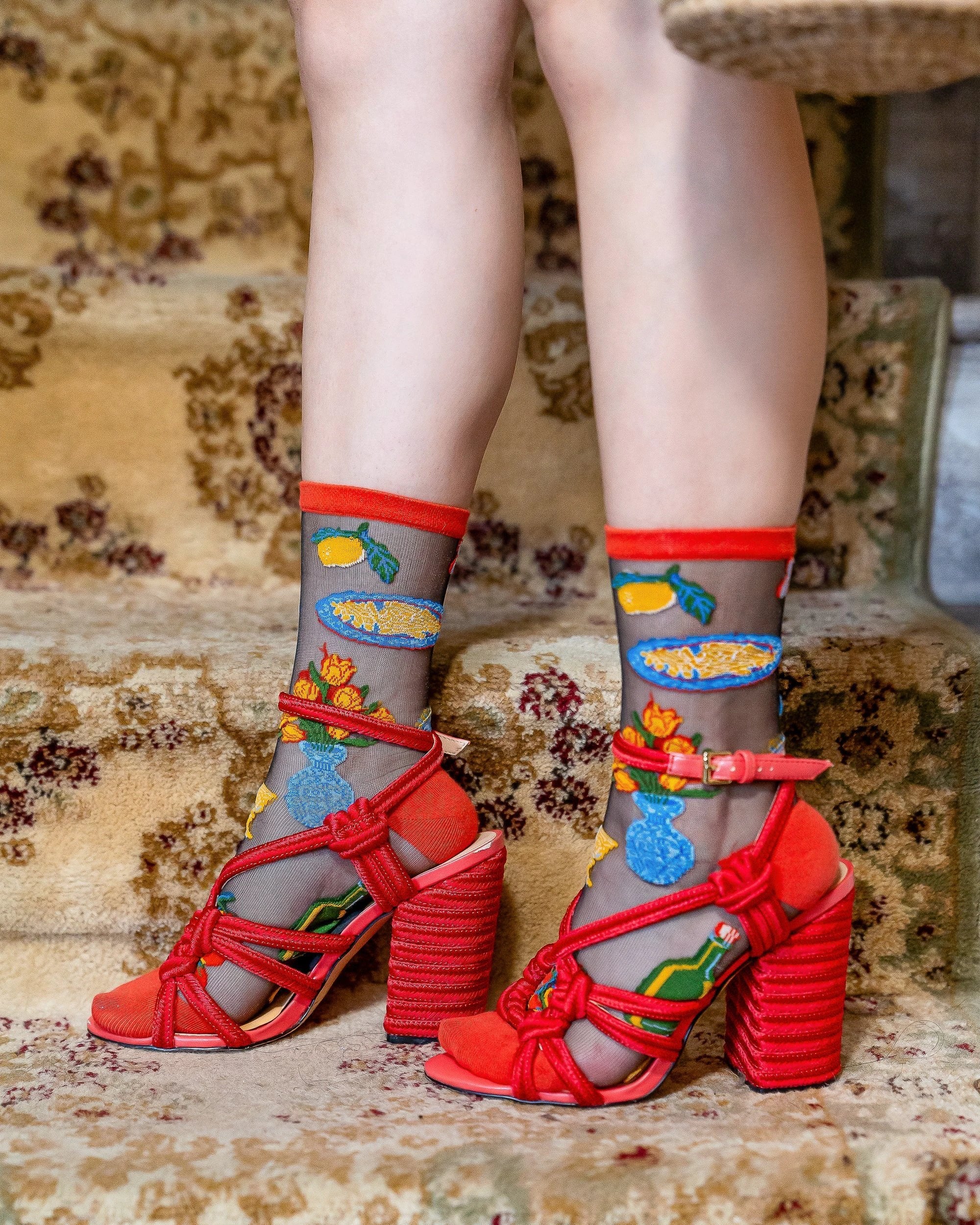 La Dolce Vita Black Sheer Crew Sock by Sock Candy