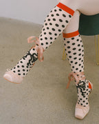 Polka Dot Bow Knee High Sheer Sock by Sock Candy