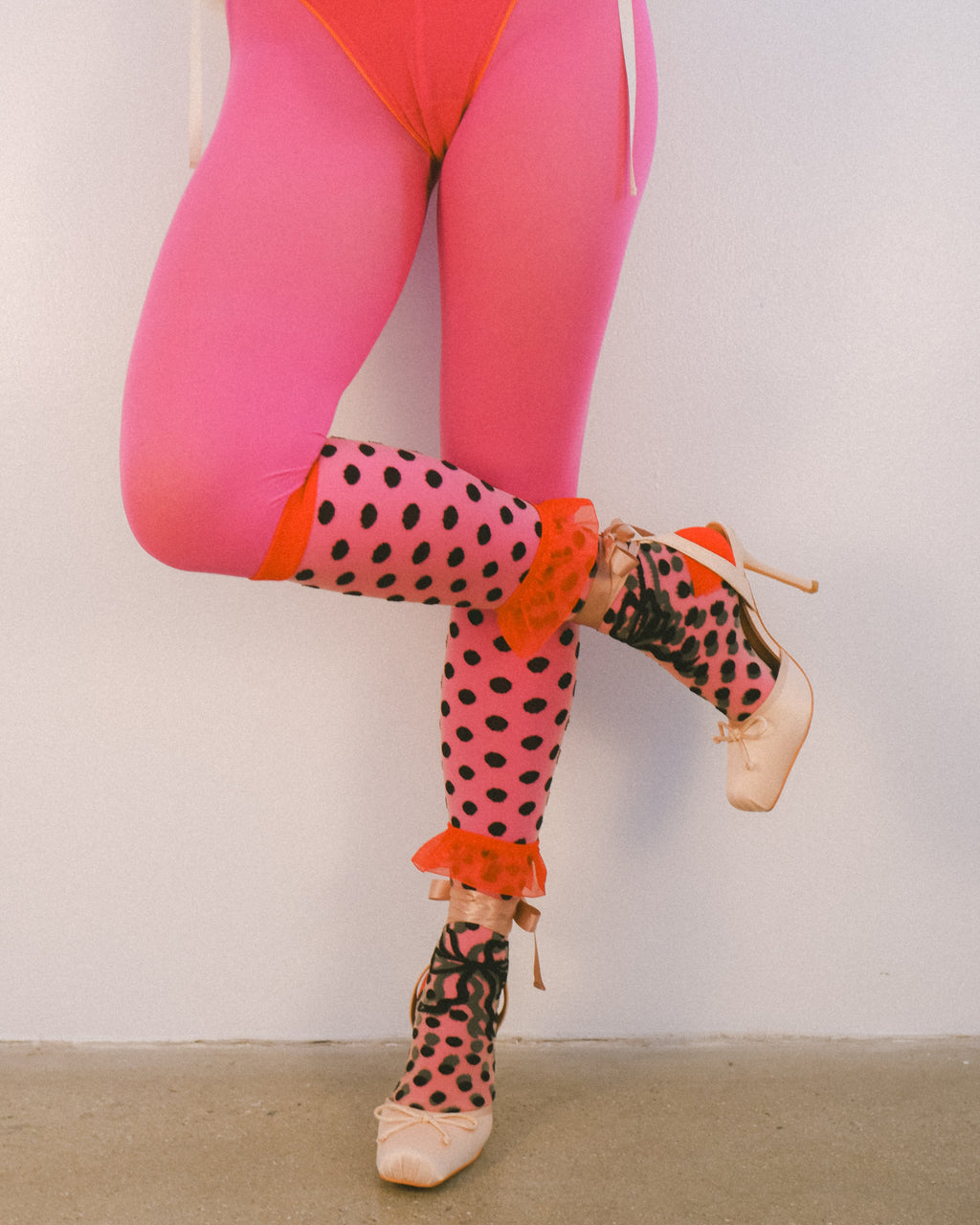 Polka Dot Bow Knee High Sheer Sock