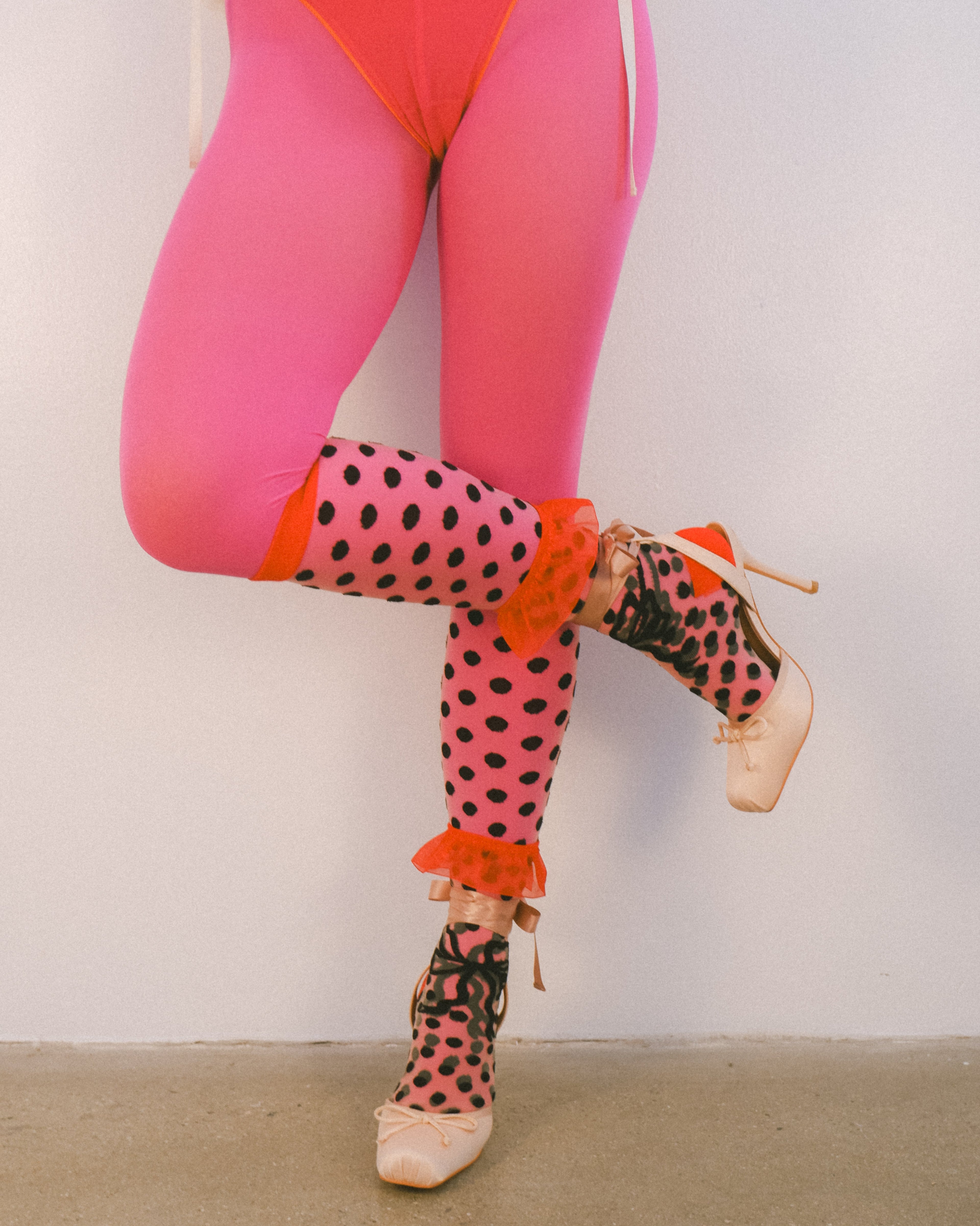 Polka Dot Bow Knee High Sheer Sock